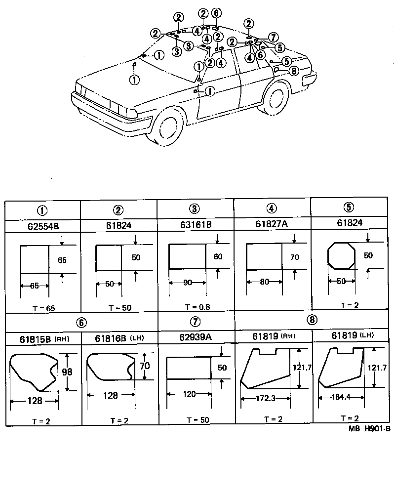 61344-22903 PILLAR, CENTER BODY, INNER LH product image