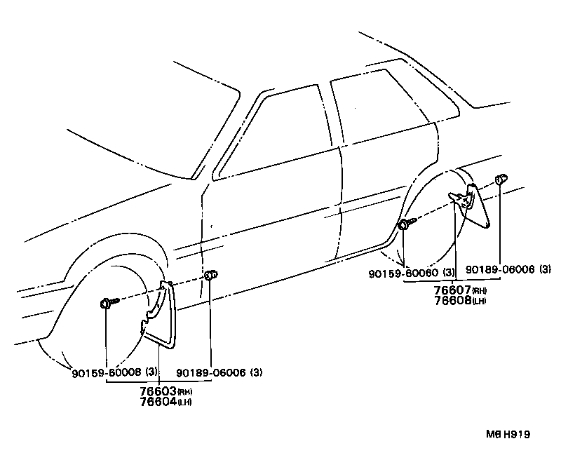 76625-39105 MUDGUARD SUB-ASSY, QUARTER PANEL, REAR RH product image
