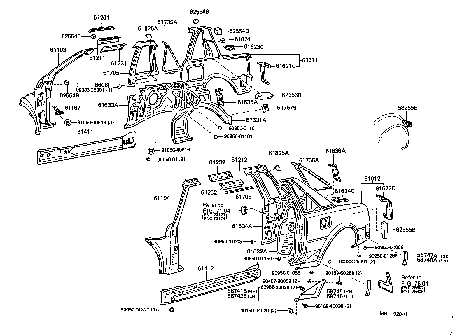 Toyota 61232-17030 RAIL, ROOF SIDE, INNER LH