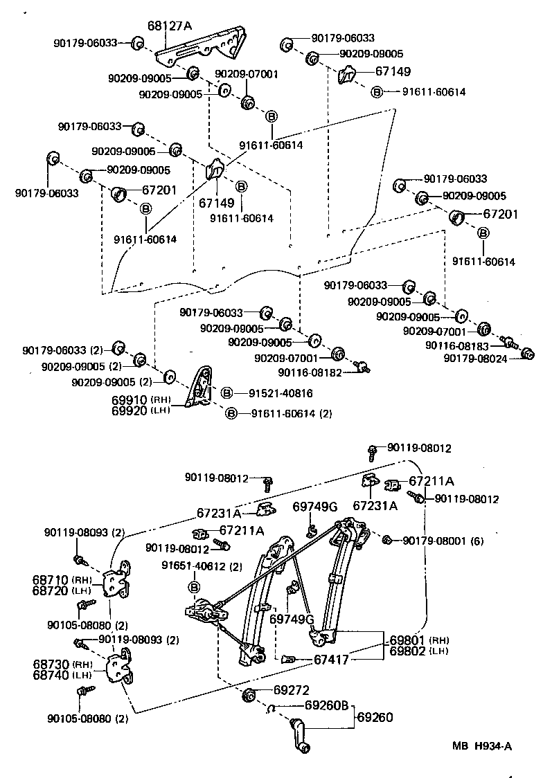 Toyota 67211-17010 STOP, FRONT DOOR WINDOW, UPPER