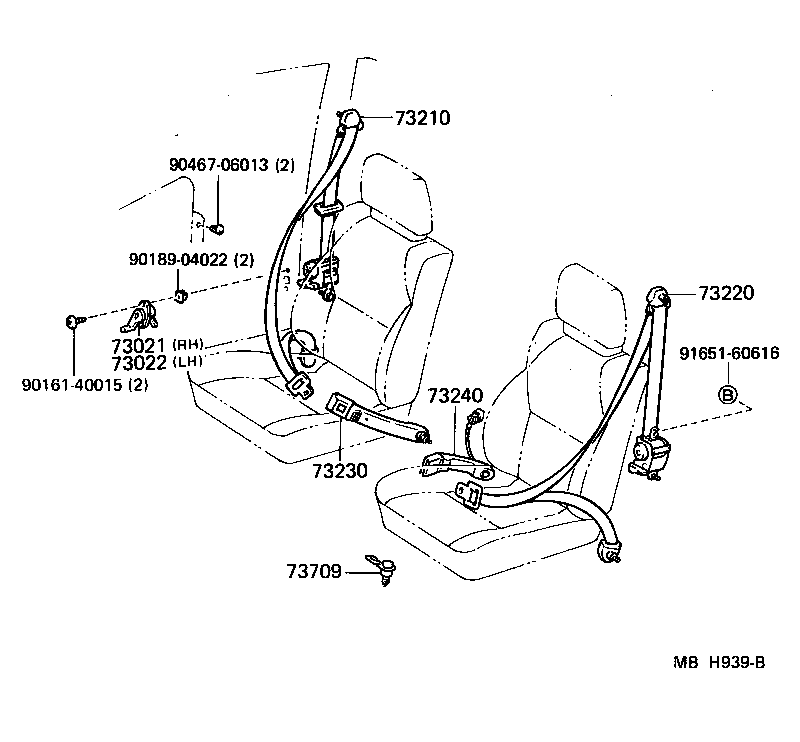 Toyota 73230-17030-11 BELT ASSY, FRONT SEAT INNER, RH