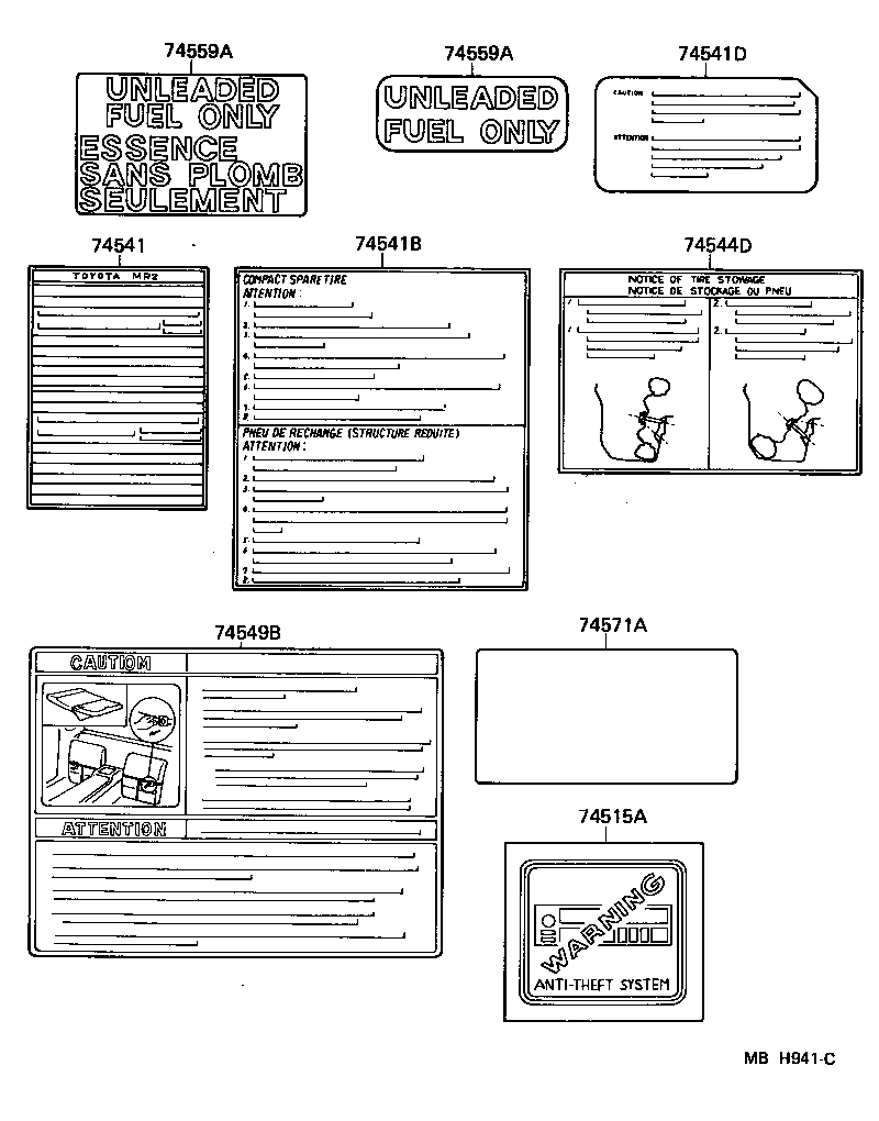 Toyota 42661-17060 PLATE, TIRE PRESSURE CAUTION