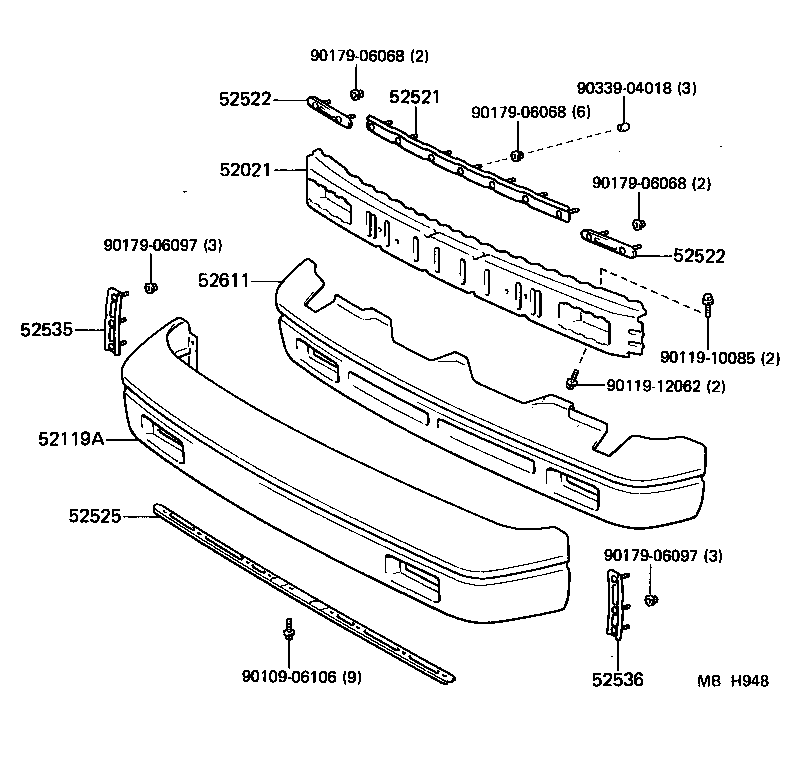 52021-17020 REINFORCEMENT SUB-ASSY, FRONT BUMPER product image
