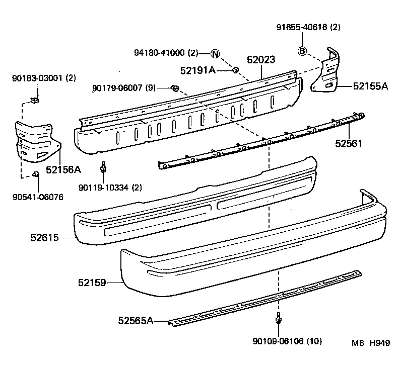 52023-17020 REINFORCEMENT SUB-ASSY, REAR BUMPER product image
