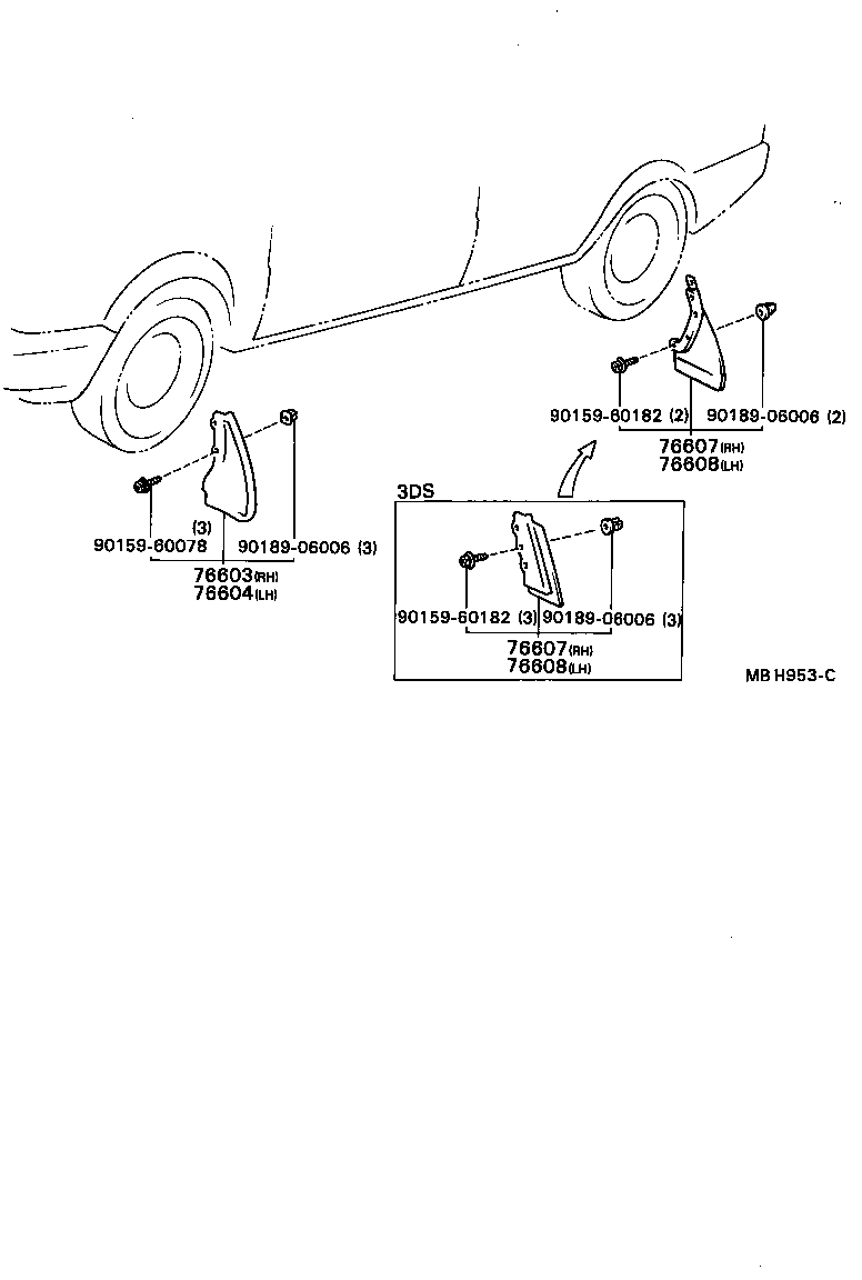 76621-19086 MUDGUARD SUB-ASSY, FRONT FENDER, RH product image