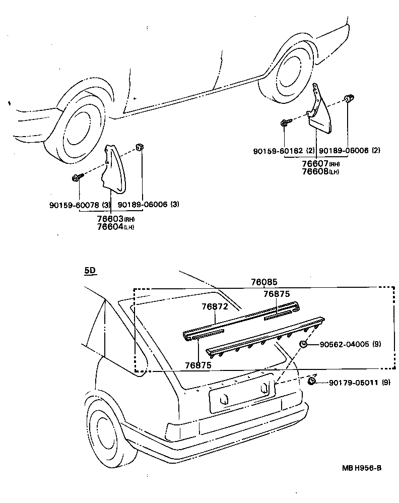 76625-19035 MUDGUARD SUB-ASSY, QUARTER PANEL, REAR RH product image