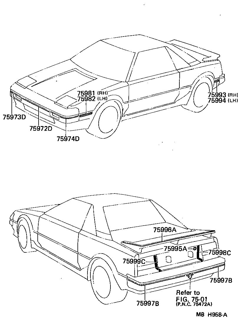 75981-17010 STRIPE, FRONT FENDER, RH NO.1 product image