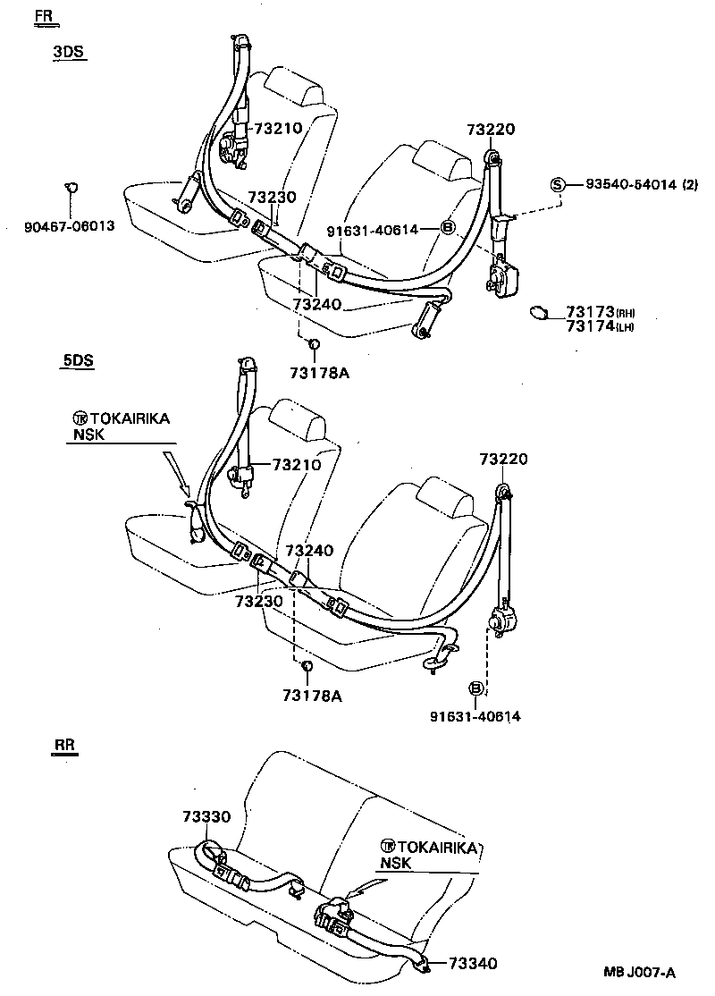 73330-16101-03 BELT ASSY, REAR SEAT LAP TYPE, RH product image