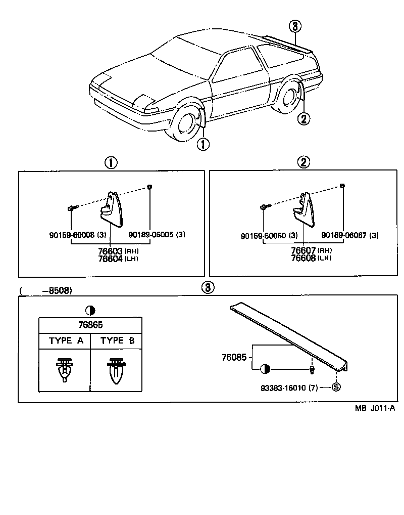 Toyota 76085-12010 SPOILER SUB-ASSY, REAR