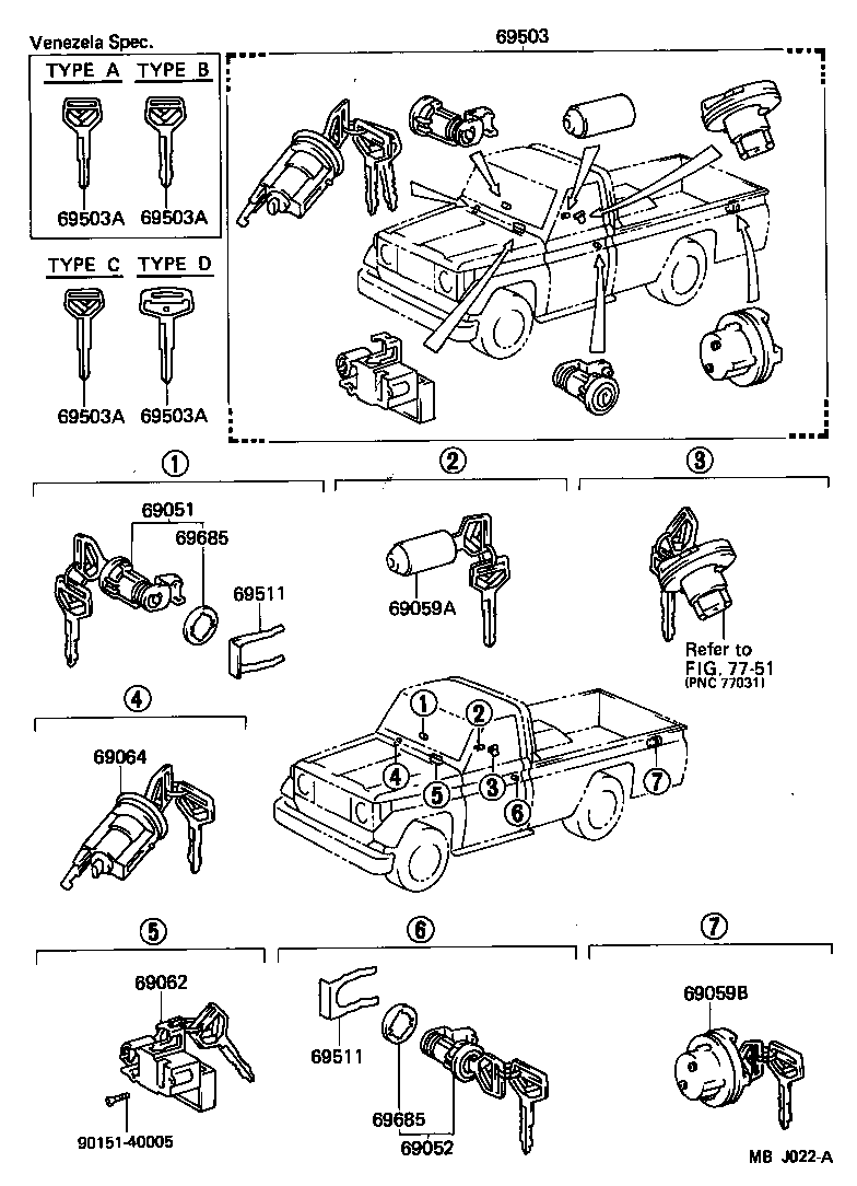 69052-90K07 CYLINDER & KEY SET, DOOR LOCK, LH product image