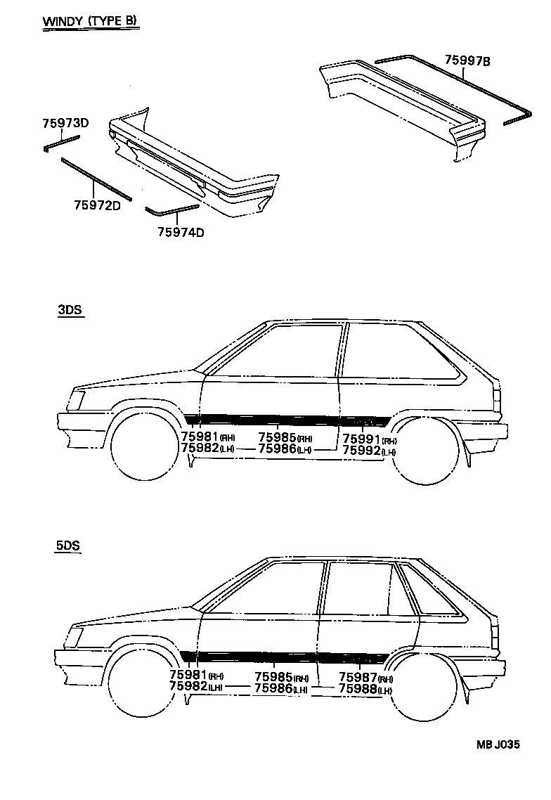 75981-16080 STRIPE, FRONT FENDER, RH NO.1 product image