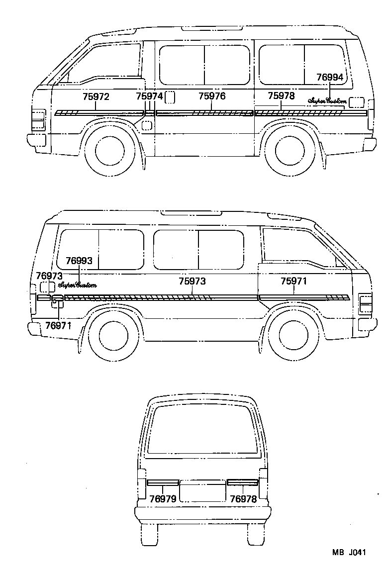 75995-95J02 STRIPE, SIDE MARK, RH NO.2 product image