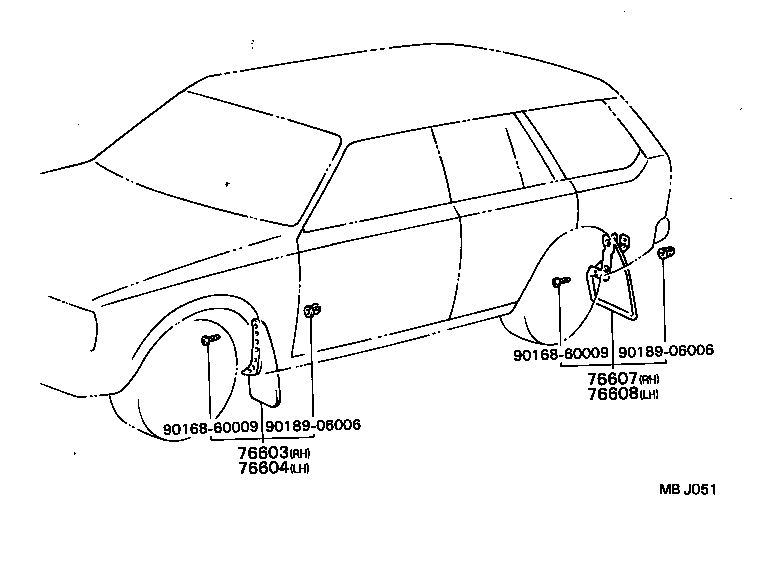 76608-19065 MUDGUARD SUB-ASSY, QUARTER PANEL, REAR LH product image