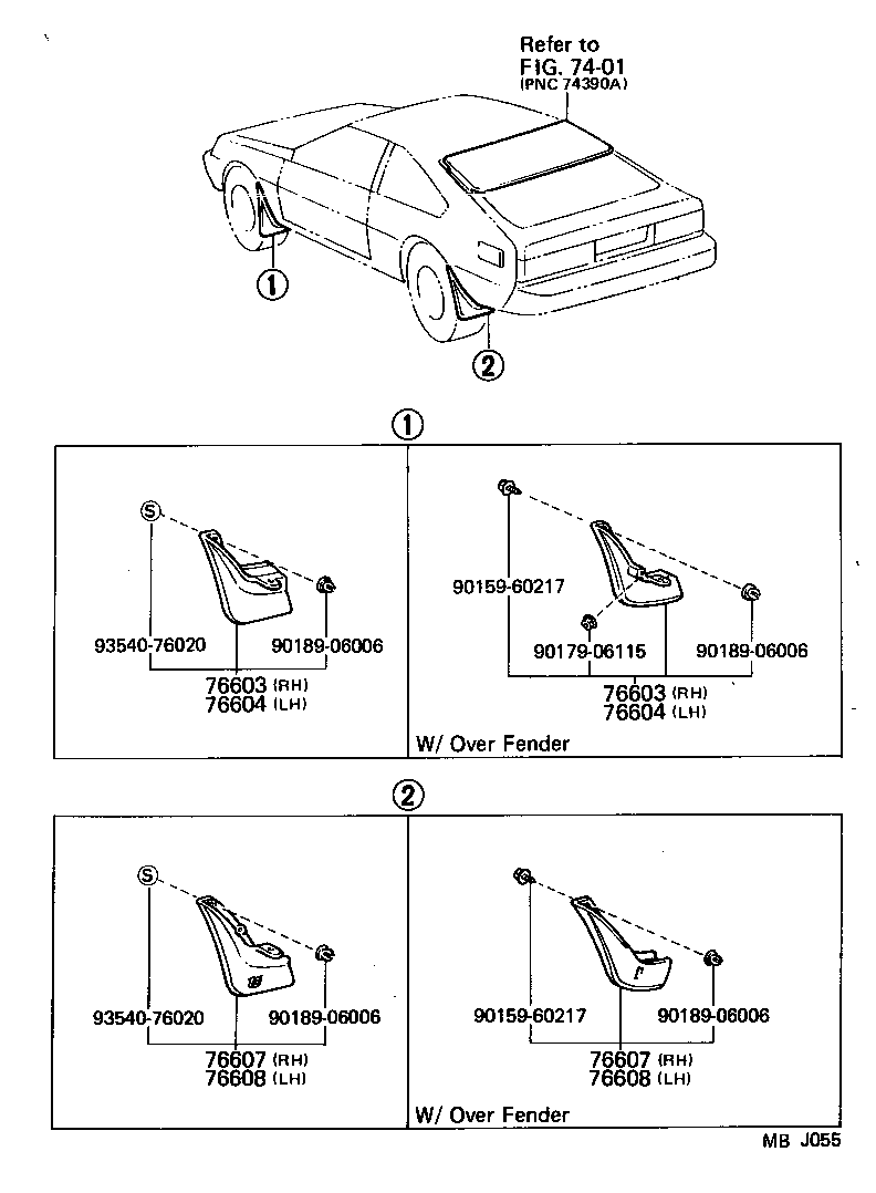 76604-19105 MUDGUARD SUB-ASSY, FRONT FENDER, LH product image
