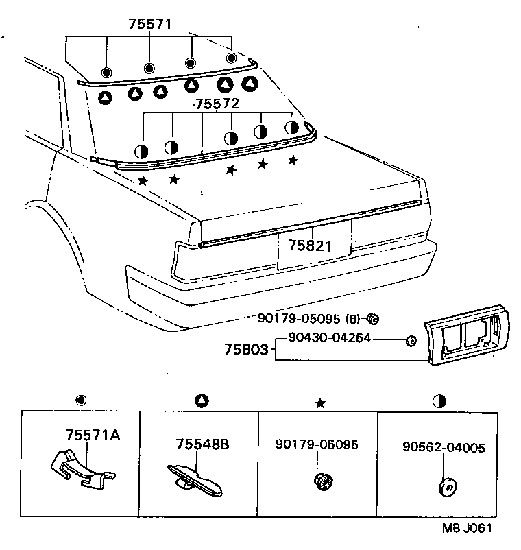 75813-22090 MOULDING, LUGGAGE COMPARTMENT DOOR BACK product image