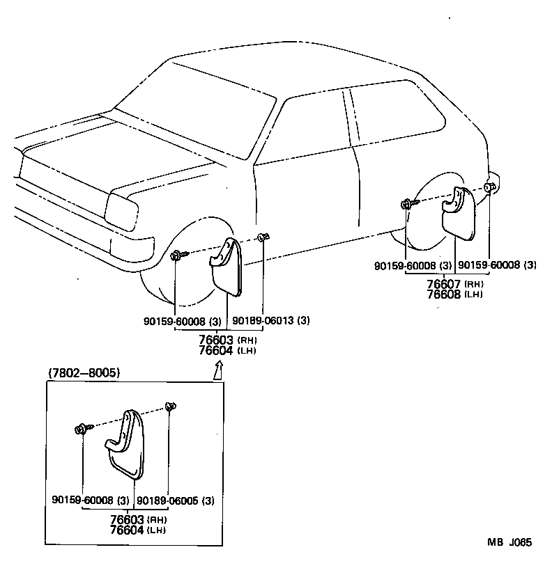 76607-19035 MUDGUARD SUB-ASSY, QUARTER PANEL, REAR RH product image