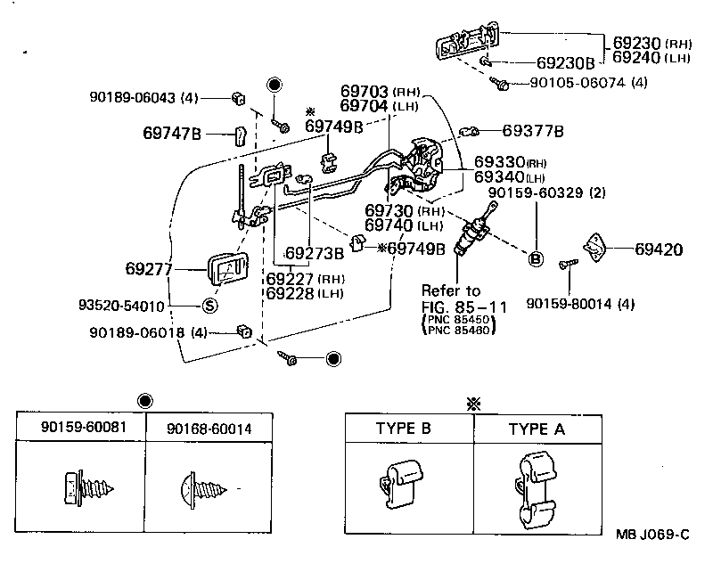 69340-22210 LOCK ASSY, REAR DOOR, LH product image