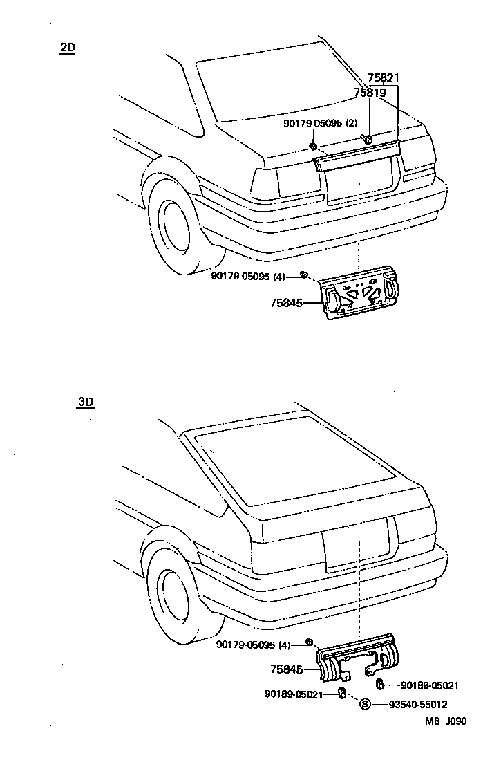 75801-19105 MOULDING, LUGGAGE COMPARTMENT DOOR BACK product image