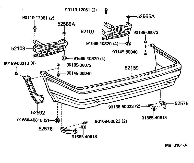 52016-12110 STAY SUB-ASSY, REAR BUMPER, LH product image