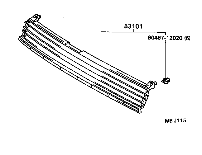 53121-12150 MOULDING, RADIATOR GRILLE, UPPER product image