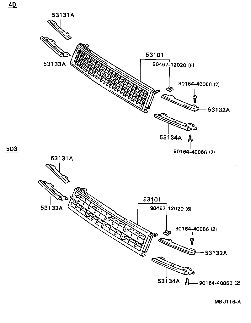 53121-12150 MOULDING, RADIATOR GRILLE, UPPER product image