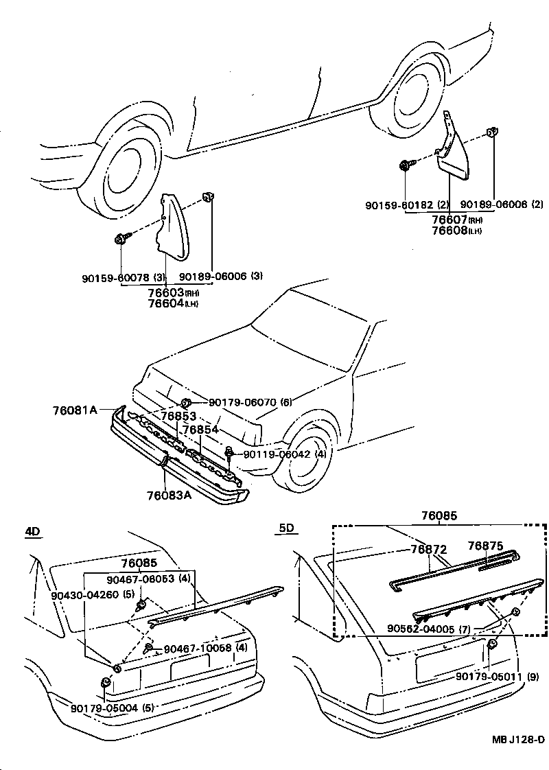 76625-19035 MUDGUARD SUB-ASSY, QUARTER PANEL, REAR RH product image