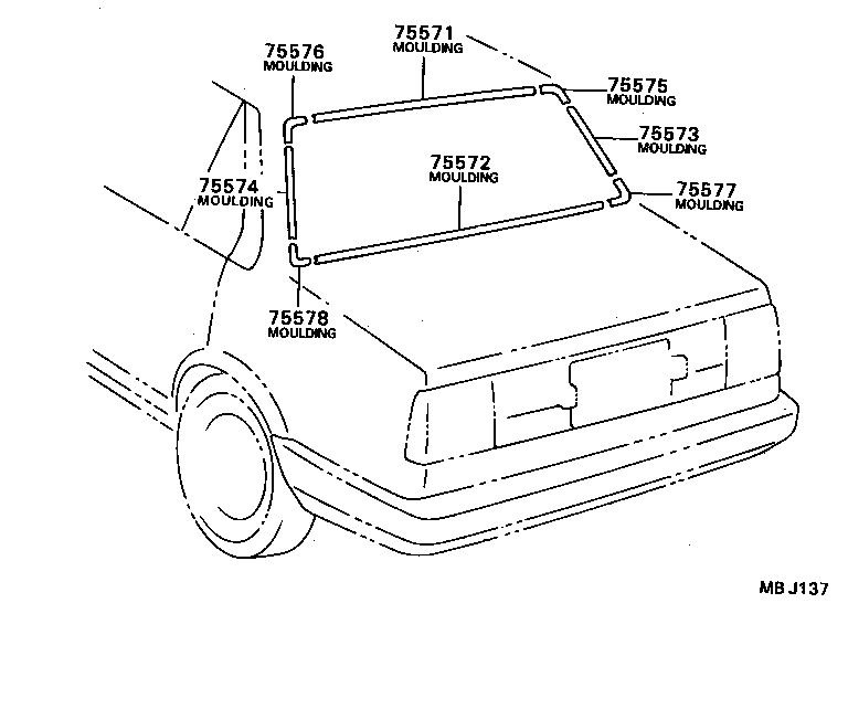 76801-19115 GARNISH SUB-ASSY, BACK DOOR, OUTSIDE product image