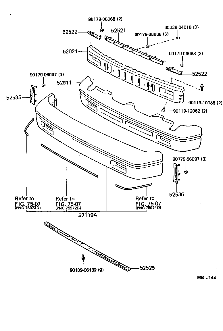 52506-17020 RETAINER, FRONT BUMPER, LOWER CENTER product image