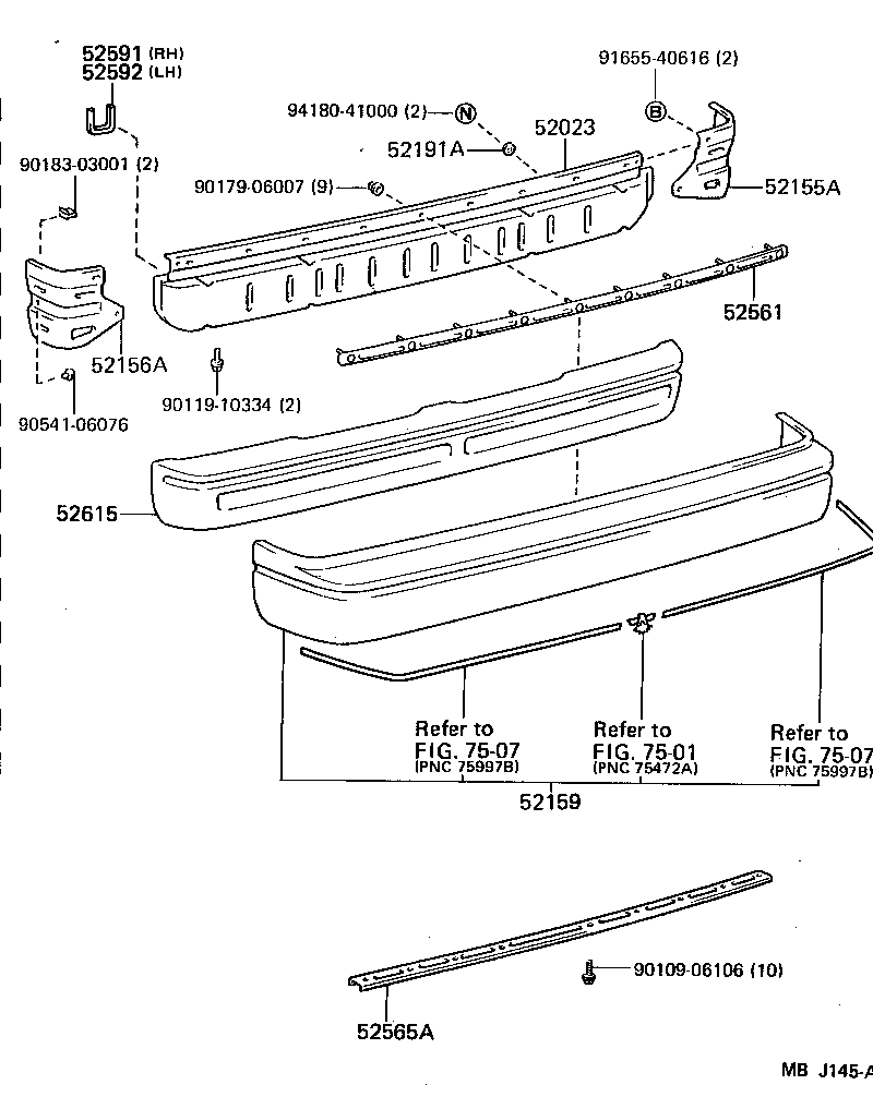 52591-17010 SEAL, REAR BUMPER SIDE, RH product image