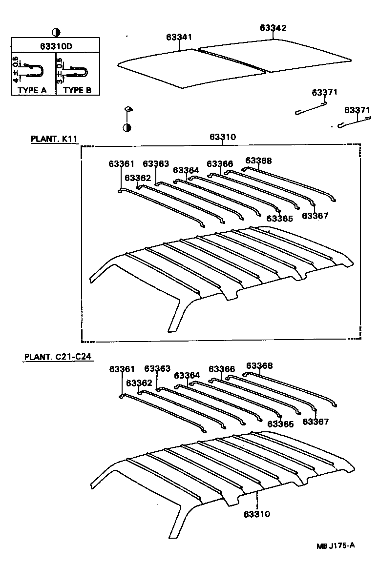 63361-87005 SUPPORT, ROOF HEADLINING, NO.1 product image