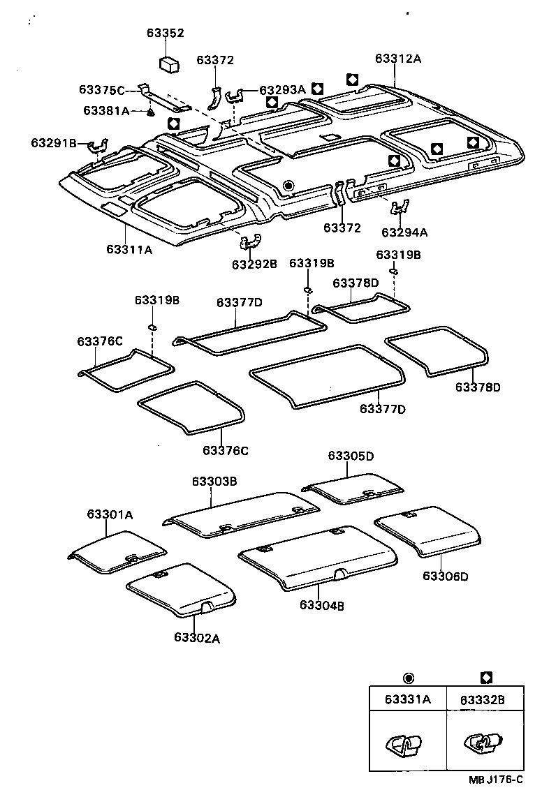 63355-28010 PAD, ROOF HEADLINING, RH product image