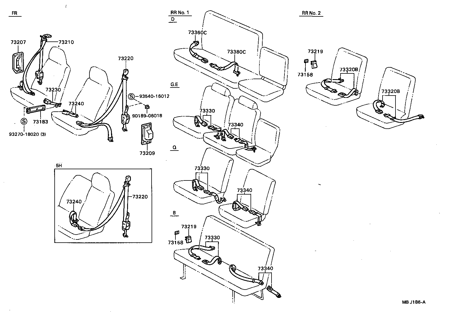 73230-87011 BELT ASSY, FRONT SEAT INNER, RH product image