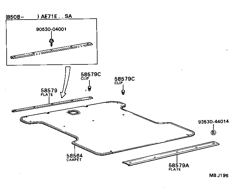 58573-13030 SET PLATE, REAR FLOOR MAT, REAR product image