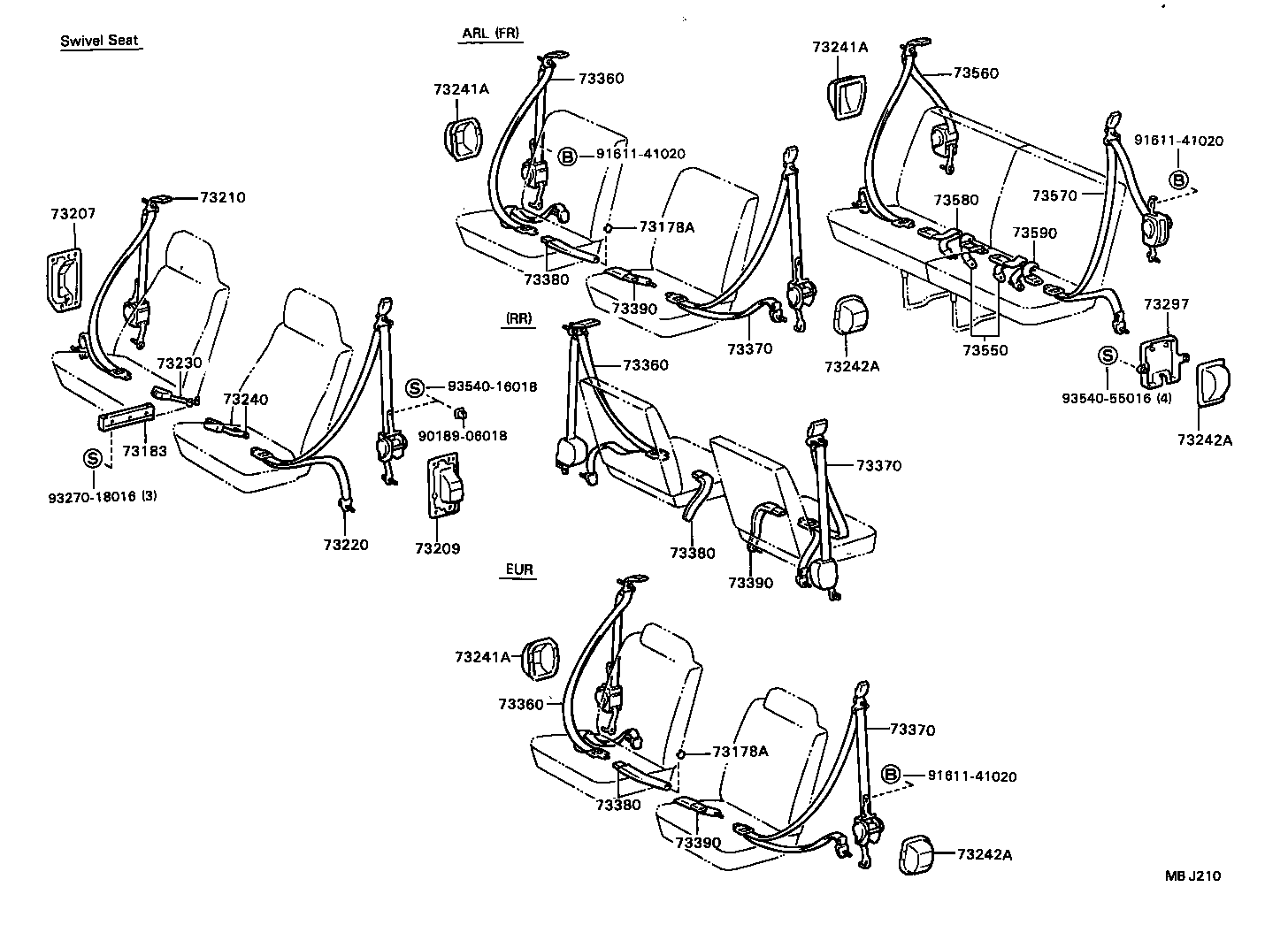 73230-28080-04 BELT ASSY, FRONT SEAT INNER, RH product image