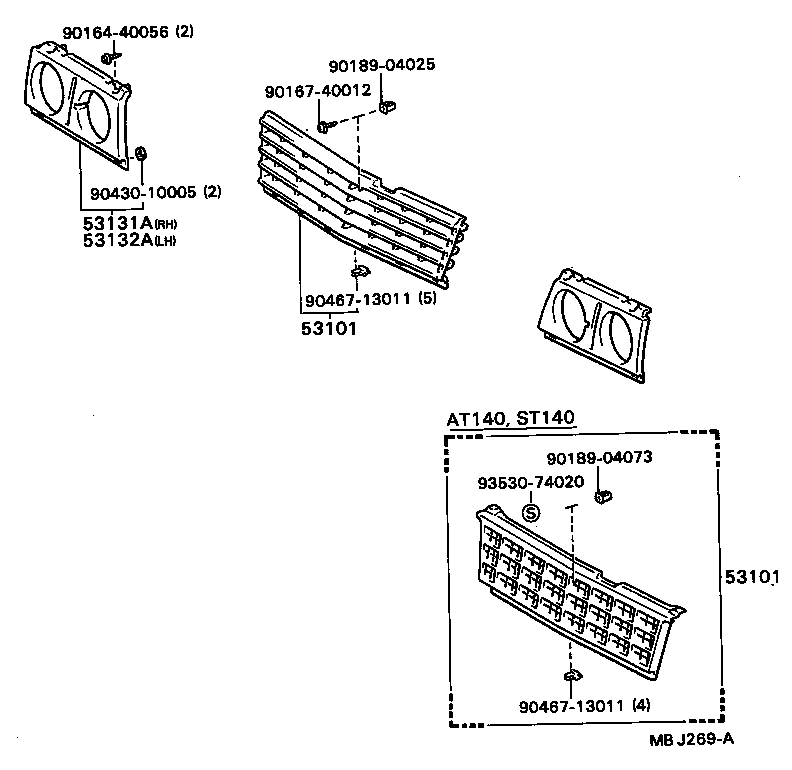 53111-29165 GRILLE SUB-ASSY, RADIATOR product image