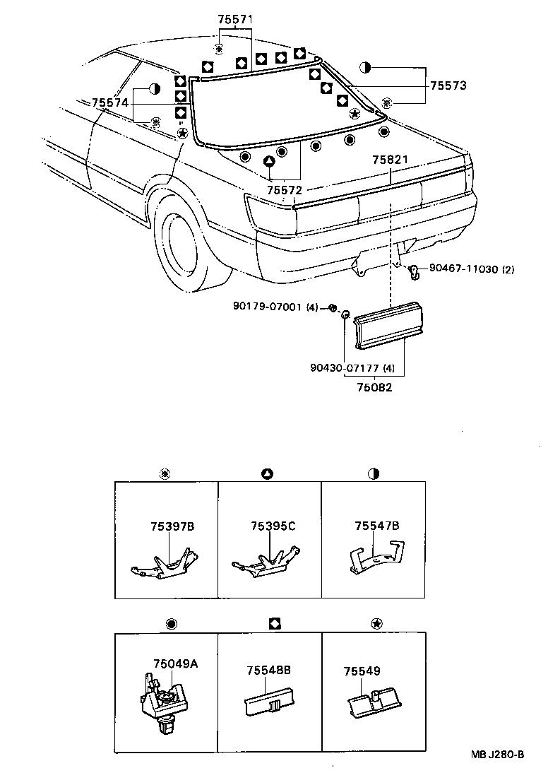 75813-20040 MOULDING, LUGGAGE COMPARTMENT DOOR BACK product image