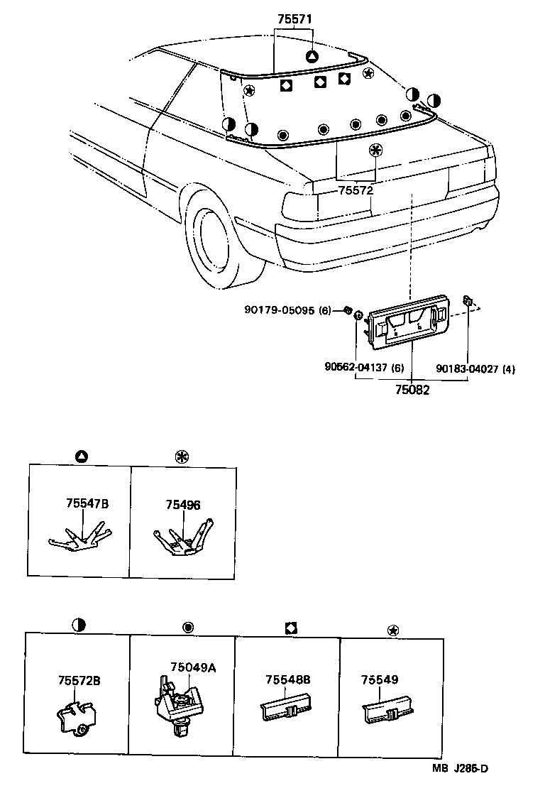 Toyota 75507-20150 MOULDING, BACK WINDOW, LOWER