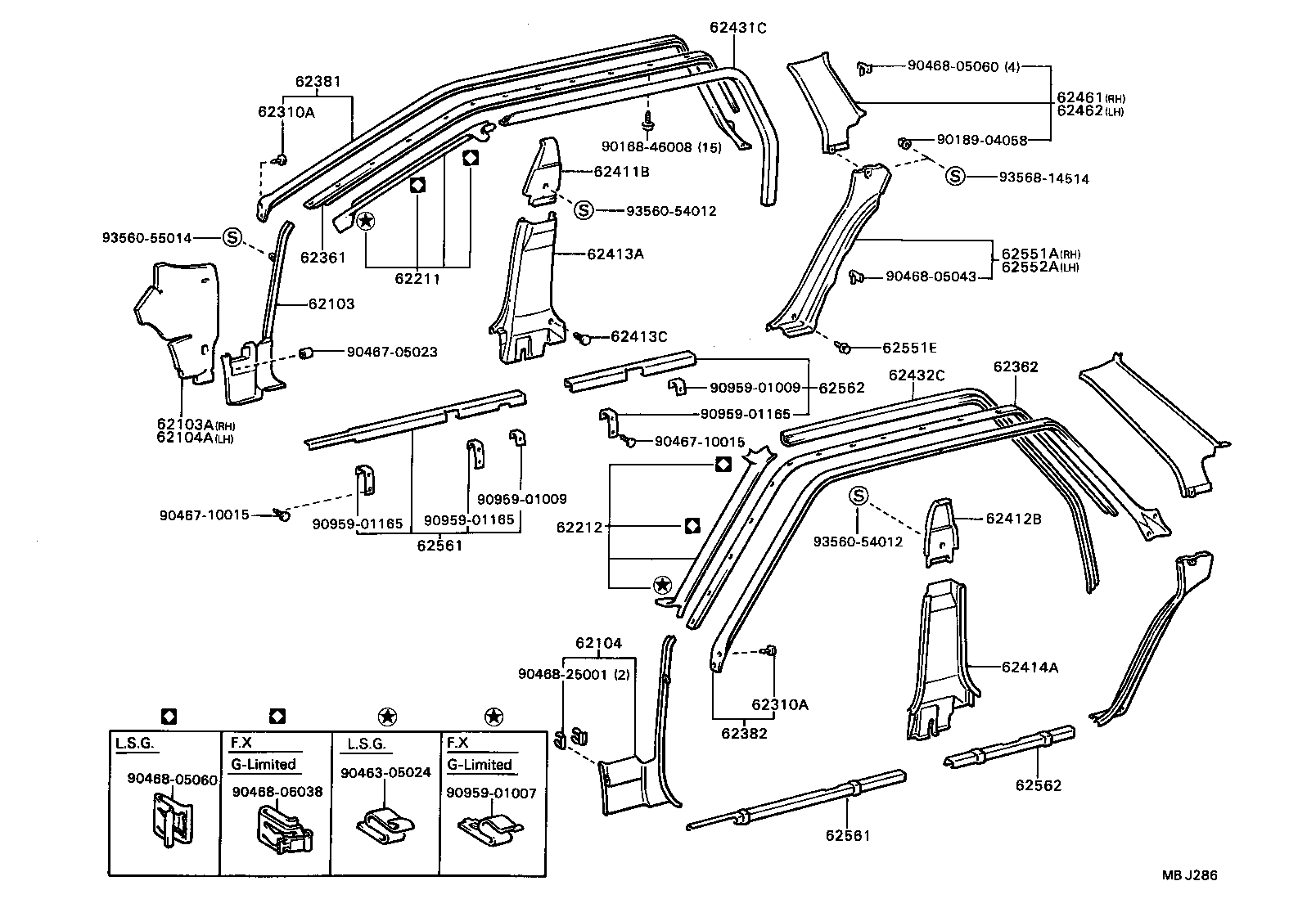 62362-20010 RETAINER, ROOF SIDE RAIL WEATHERSTRIP, FRONT LH product image