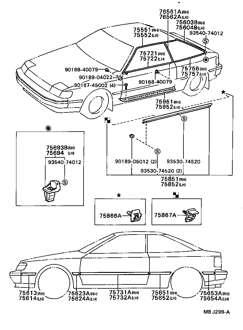 75654-20150 MOULDING, QUARTER, OUTSIDE REAR LH product image