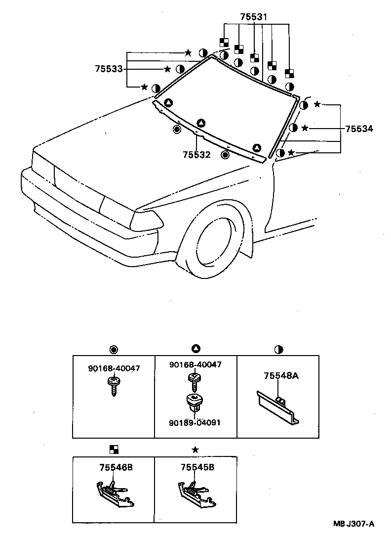 75531-20220 MOULDING, WINDSHIELD, OUTER UPPER product image