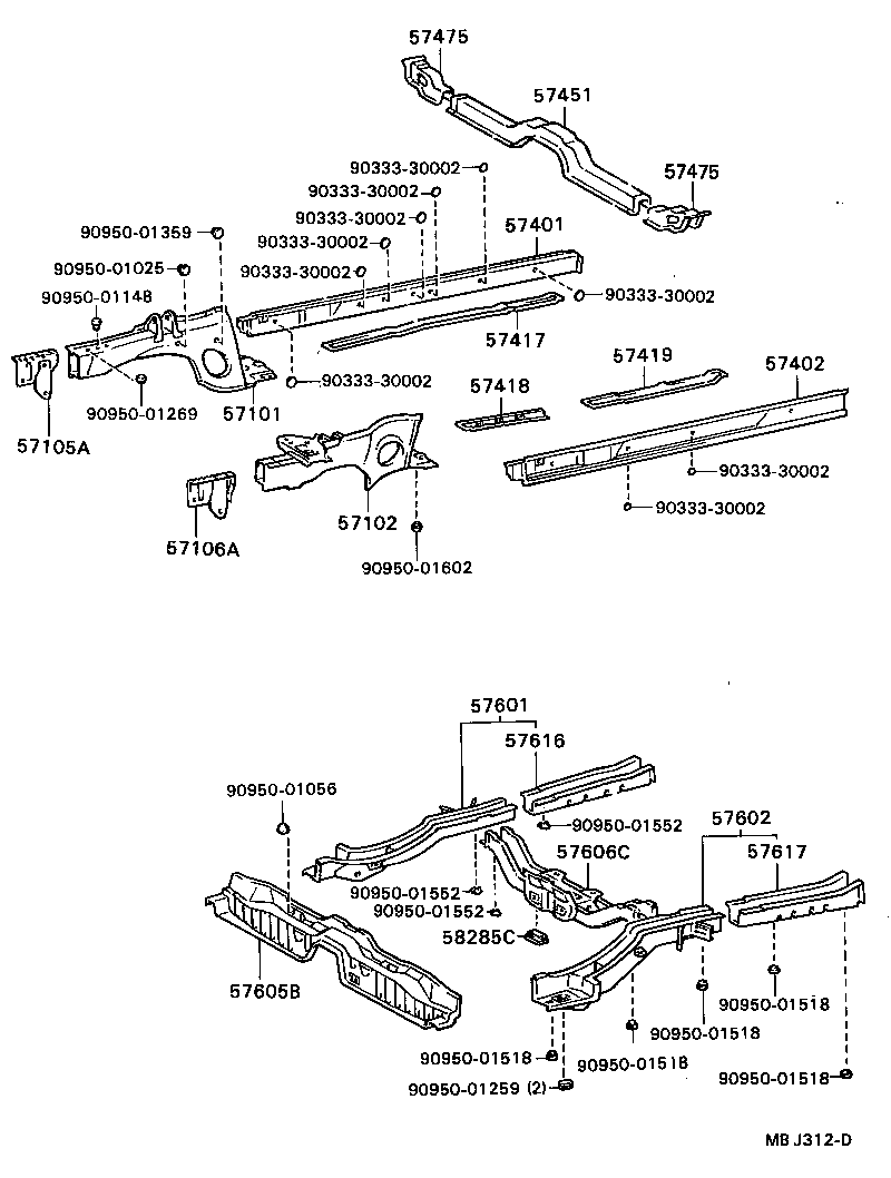Toyota 57105-20040 PLATE SUB-ASSY, FRONT SIDE MEMBER, RH