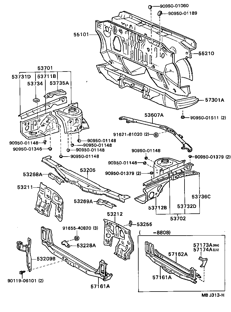 57161-20907 MEMBER, FRONT CROSS, FRONT W/REAR product image