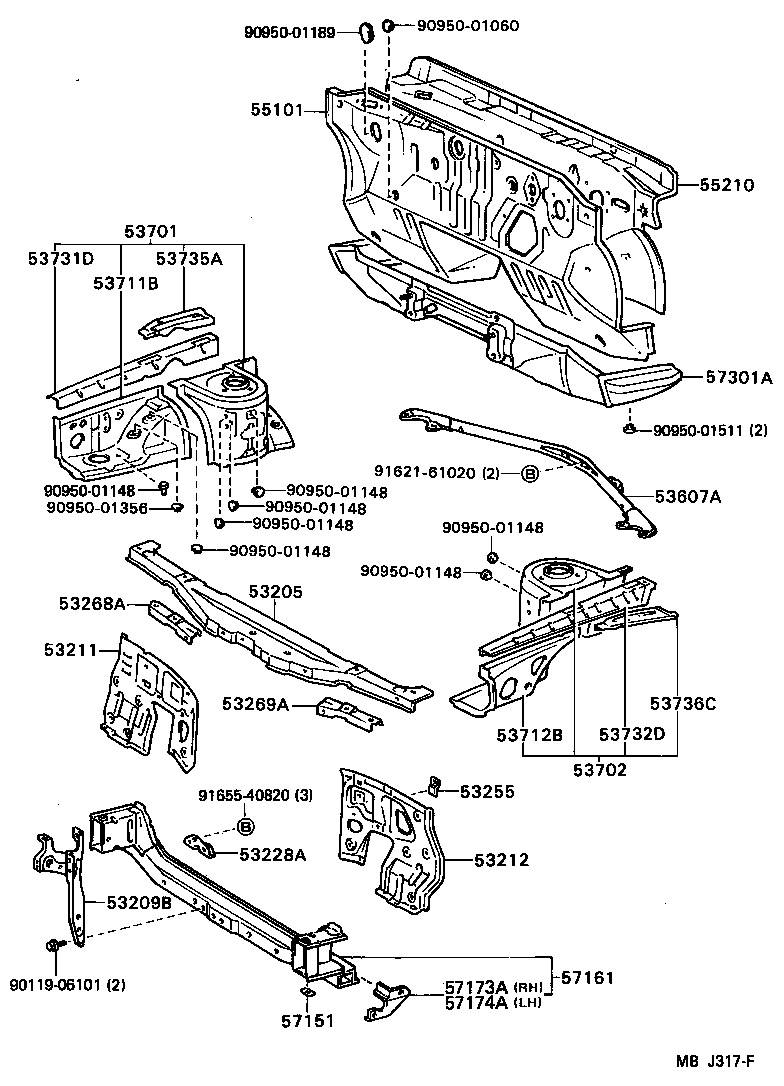 Toyota 53607-20010 BRACE SUB-ASSY, FRONT SUSPENSION, UPPER CENTER