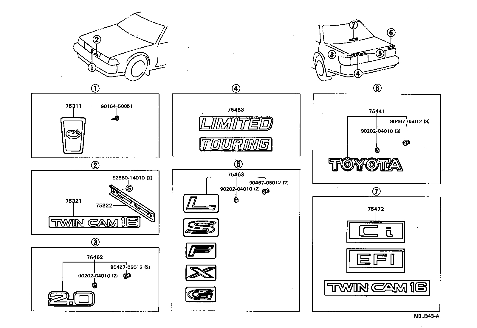 75442-20280 PLATE, REAR NAME, NO.3 (DISPLACEMENT) product image