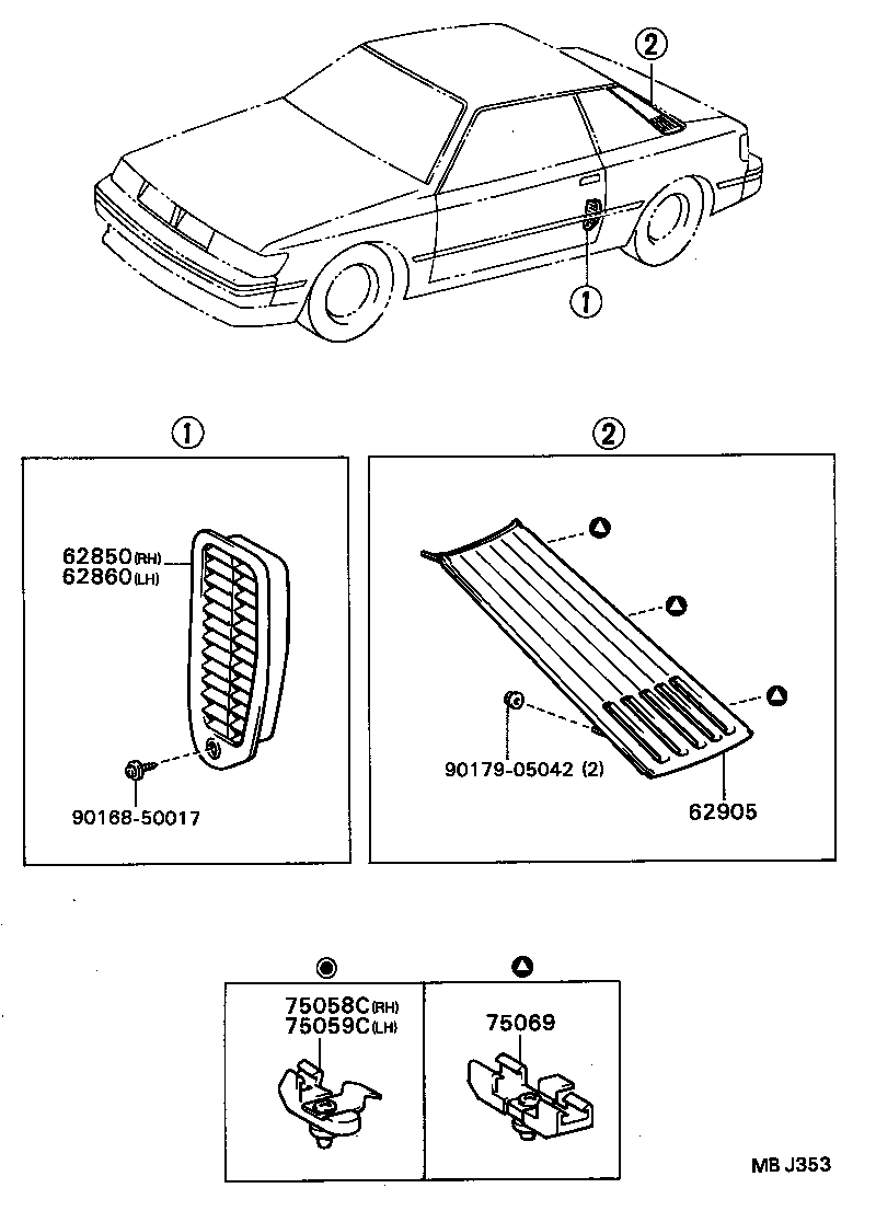 62906-20040 LOUVER, QUARTER VENTILATION product image
