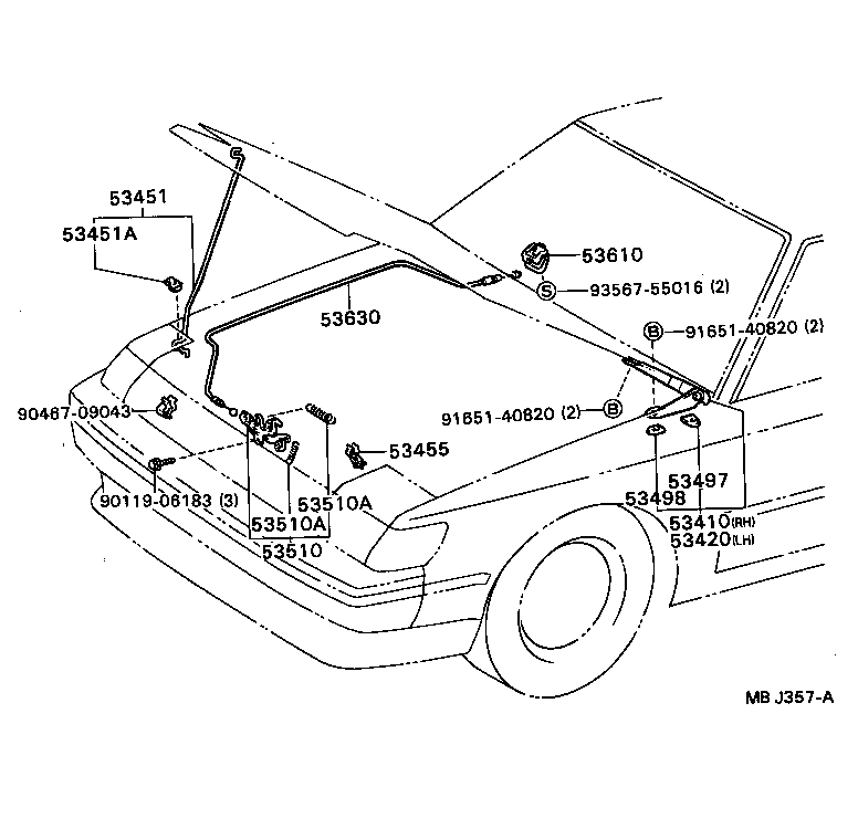 53630-20150 CABLE ASSY, HOOD LOCK CONTROL product image