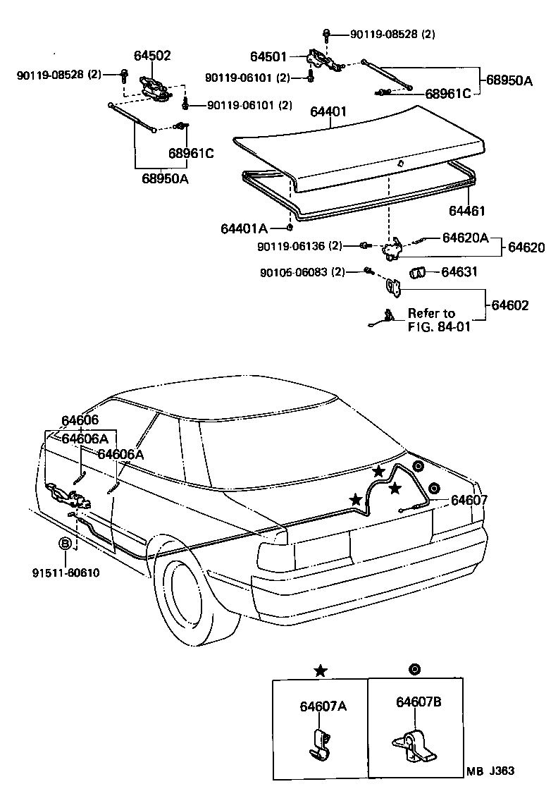 64520-20110 HINGE SUB-ASSY, LUGGAGE COMPARTMENT DOOR, LH product image