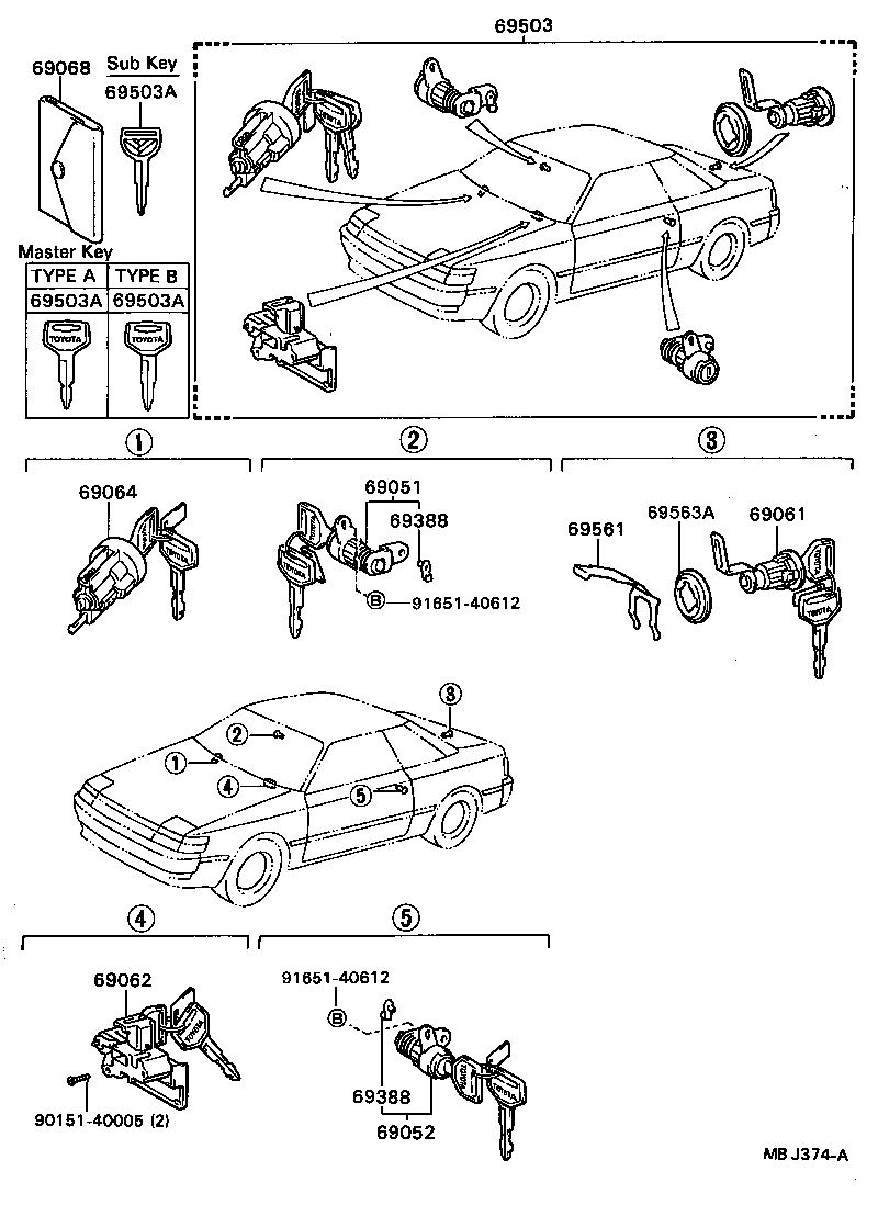 69005-20451 CYLINDER SET, LOCK product image