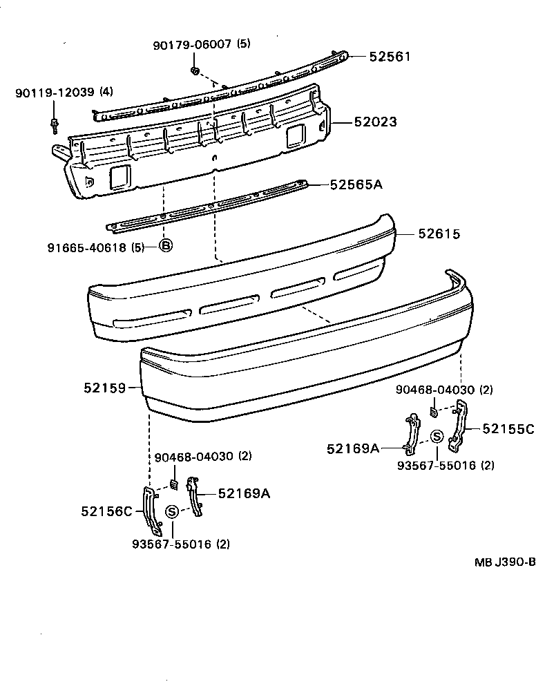 52155-20140 SUPPORT, REAR BUMPER SIDE, NO.1 RH product image
