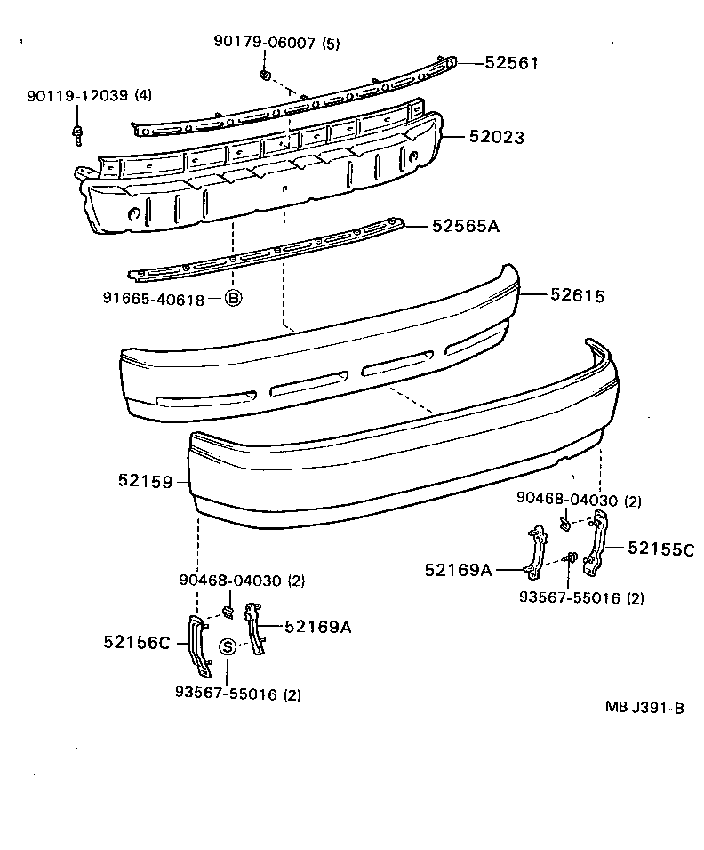 52155-20140 SUPPORT, REAR BUMPER SIDE, NO.1 RH product image